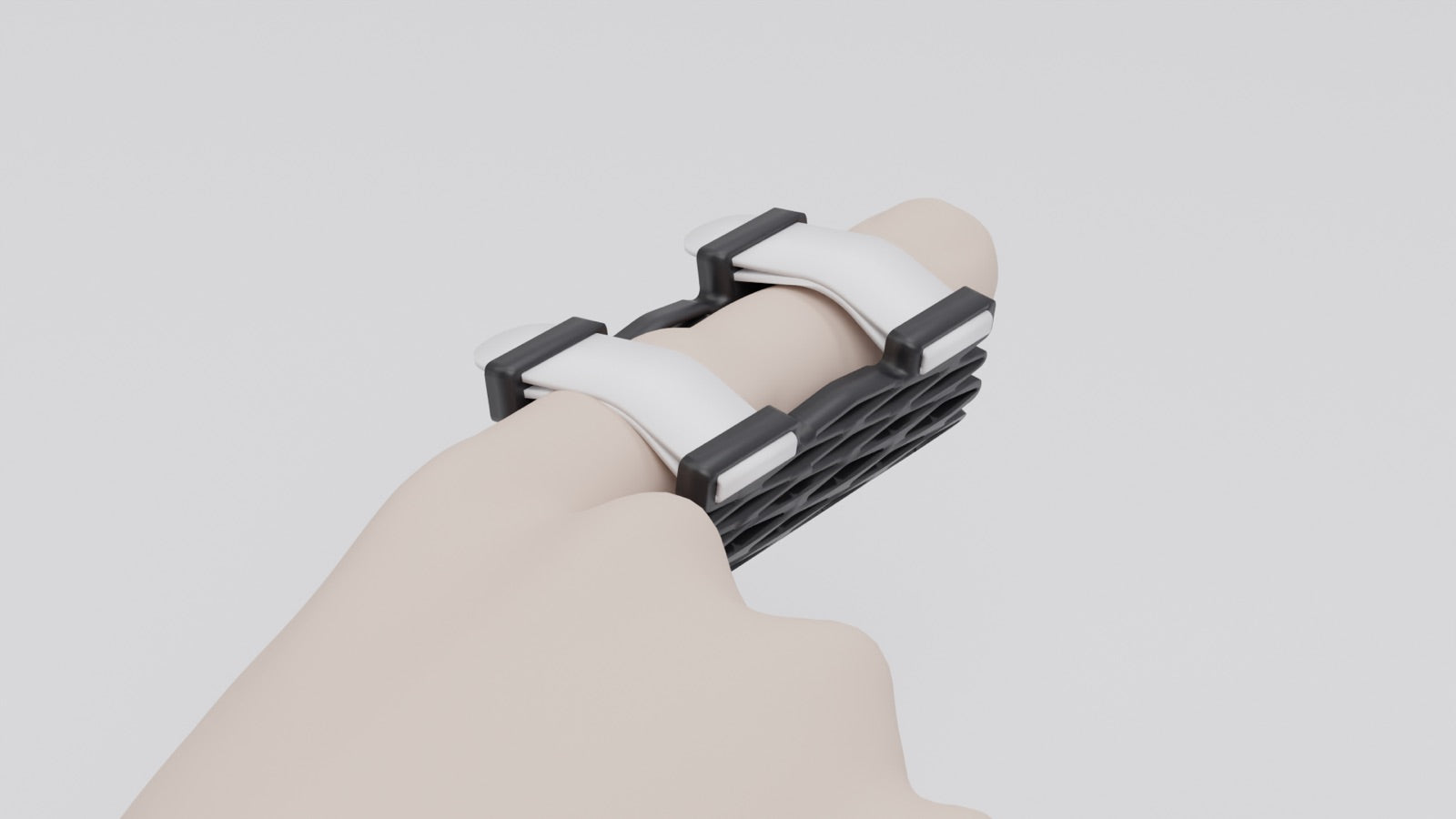 Struxaform Trigger Finger Splint worn on a finger — front view