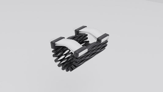 Struxaform Finger Splint — front three-quarter view of the black open-lattice finger splint