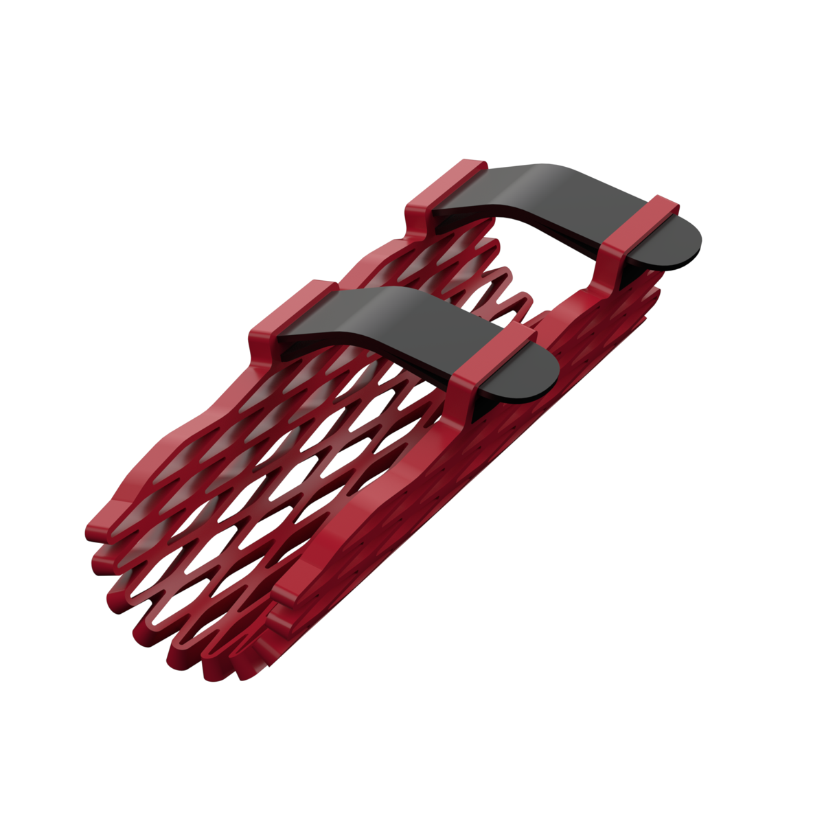 Struxaform Finger Splint — Crimson colorway (red lattice, black straps)