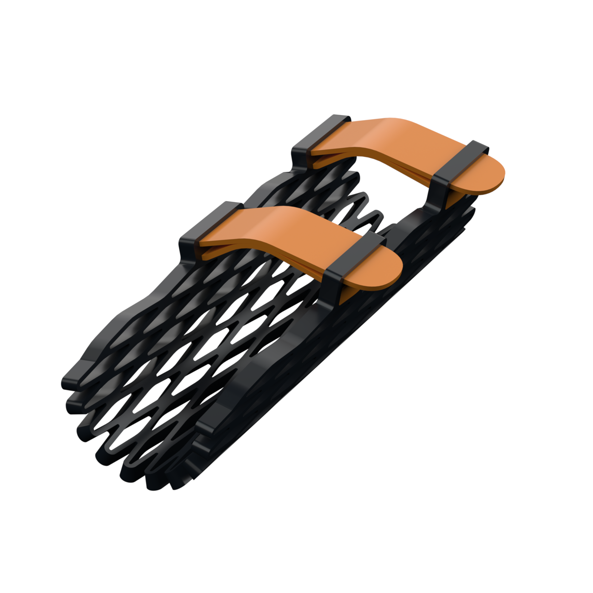 Struxaform Finger Splint — Ember colorway (black lattice, orange straps)