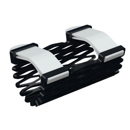 Struxaform Finger Splint in the Frost colorway (black lattice, white straps), one-size-fits-all form