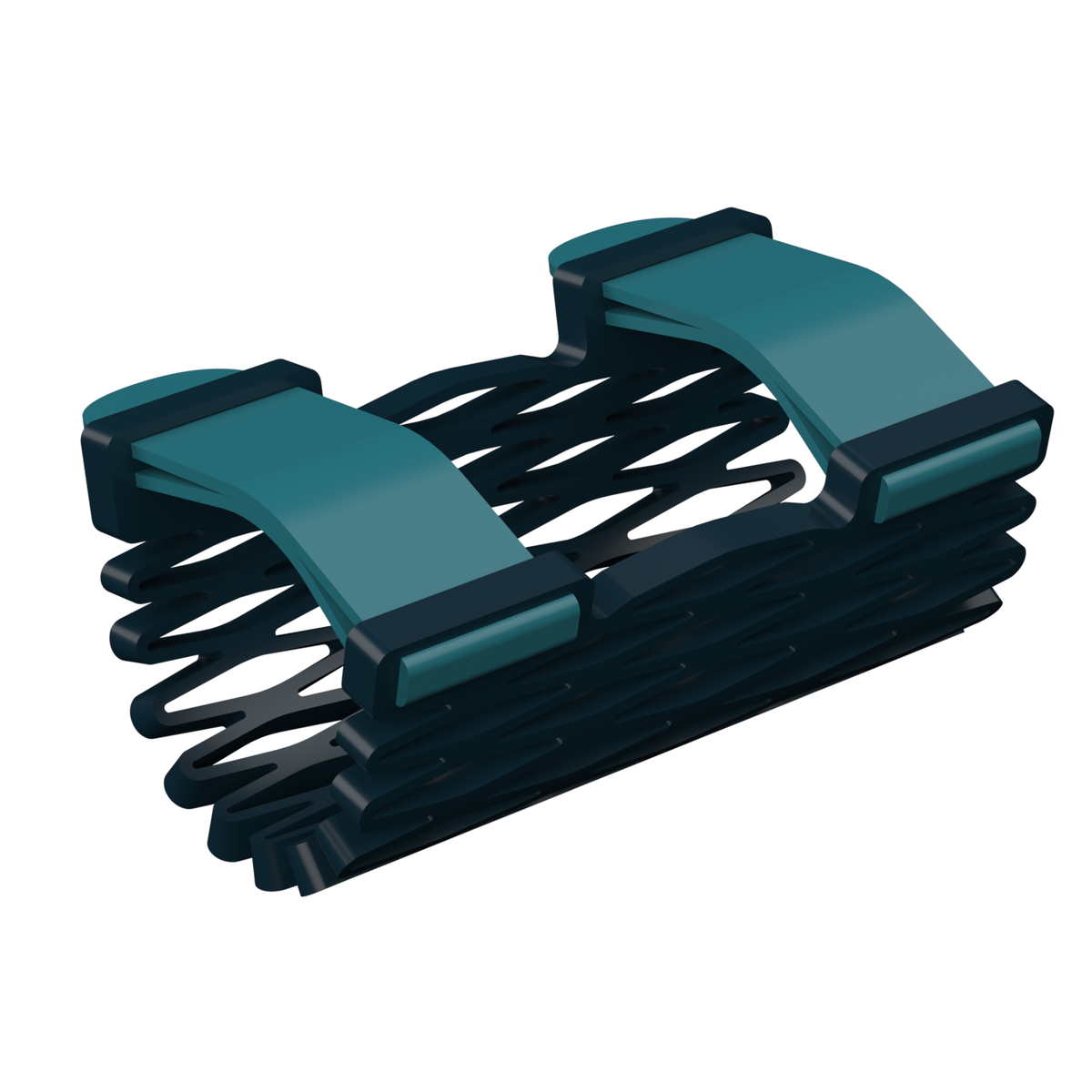 Struxaform Finger Splint in the Twilight colorway (deep ocean lattice, teal straps), one-size-fits-all form