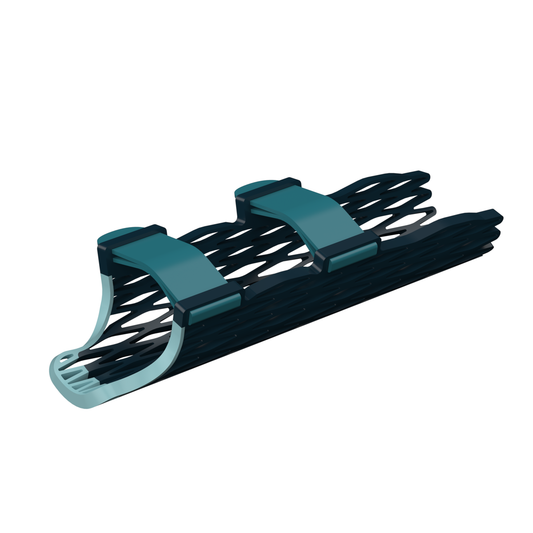 Struxaform Full-Finger Splint in the Twilight colorway (deep ocean lattice, teal straps), cushioned trim-to-size form